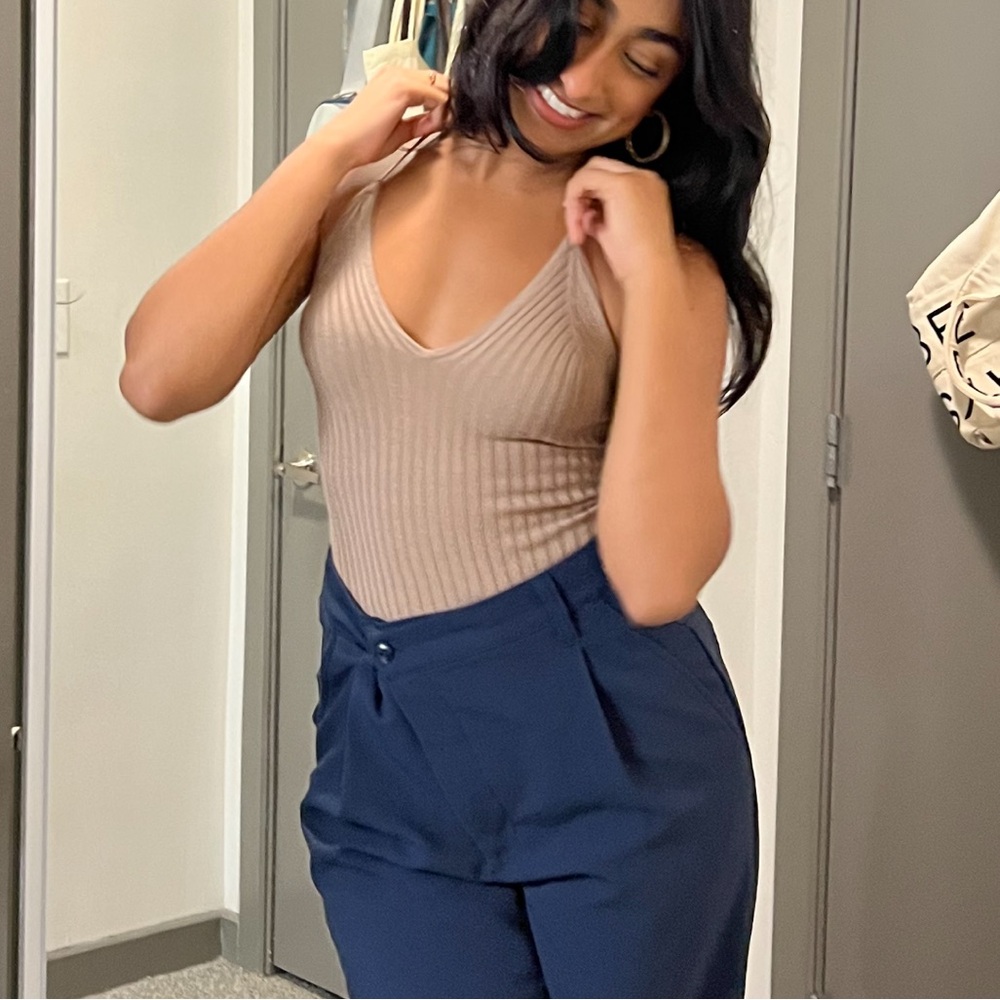 Ribbed brown bodysuit
